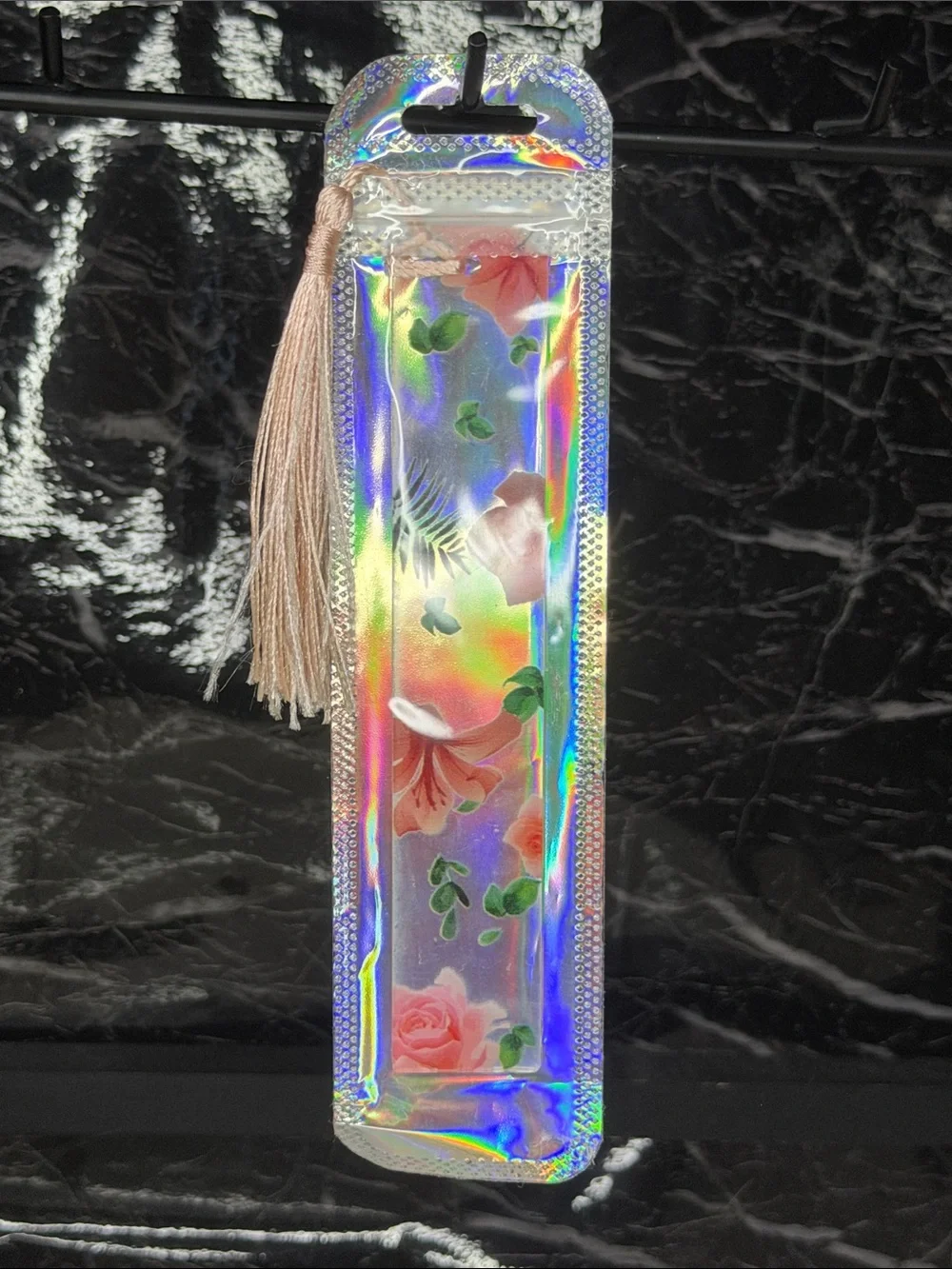 Pink Floral Bookmark with Pink Tassel
